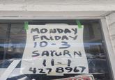 MONDAY FRIDAY 10-3 SATURN 11-) 4278967