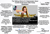 Has a bunch of TikToks or The Talking Infront of A Greenscreen About Current Social Issue Video Essay Starterpack Tweets thrown in to help provide commentary that the host couldn't come up with themselves Regurgitates the same 5 talking points to squeeze out every J bit of that sweet ad Insert text here* revenue Tries to be as non-offensive as possible. Sticks to being "Safe Edgy" at best 4:26:05 The Problematic Media Normalization Of The Romanticization Of The Parasocial Micro-Agressive Neurodivergent Male Gaze And It's Consequences: An Analysis ThinkPiece Tube • 67,363,037 views • 5 mins ago *Quotes a philosopher or an If it's a guy, then he *Holding a random activist that they've only read one has a 80s p----stache object with a small microphone clipped onto it because quirky* book from (Cliffnotes version)* and a mullet NEBULA *Video fades to black*..."Nebula is an independent creator owned streaming service that..." "I Is Bad. Here's Why" Thumbnail features them in the center making a smug or judgemental face with something weird happening in the background to show their clear disapproval with whatever they're talking about Has atleast 3 different disclaimers for each part of the video Forced awkward and self-depricating jokes in the script about their life outside of Youtube "The -ification of "