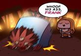 A piece of art depicting Phranque from God of War: Laufey attacking an enemy. Faye cheers him on from afar.