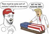 There must be some sort of mistake! I voted for no new wars! MAGA GET IN THE F------ BOX!