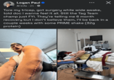Logan Paul ❤ Al info 2h 8 Tore my tricep, got surgery while wide awake, told doc I wanna feel it all. Still the Tag Team champ just FYI. They're telling me 6 month recovery but I don't believe them, I'll be back in a couple weeks with some PRIME shake (32g protein) Х G 7700