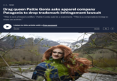 U.S. NEWS Drag queen Pattie Gonia asks apparel company Patagonia to drop trademark infringement lawsuit "This is not a brand conflict,” Pattie Gonia said in a statement. “This is a corporation trying to erase an activist.” Listen to this article with a free account 00:00 05:05 1x i