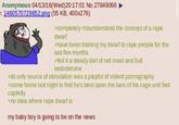 Anonymous 04/13/16 (Wed) 20:17:01 No.27849066 : 1460570729852.png (55 KB, 400x276) >completely misunderstood the concept of a r--- dwarf >have been training my dwarf to r--- people for the last five months >fed it a steady diet of red meat and bull testosterone >its only source of stimulation was a playlist of violent p---------- >come home last night to find he's bent open the bars of his cage and fled captivity >no idea where r--- dwarf is my baby boy is going to be on the news