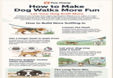 Paw Champ How to Make Dog Walks More Fun Let Your Dog Sniff More If there is one change that makes the biggest difference on walks, it is this: slow down and let your dog sniff. Sniffing is not a distraction from the walk- from your dog's point of view, it IS the walk. It lowers pulse rate, reduces stress, and turns a routine outing into a genuinely satisfying experience. How to Build More Sniffing In Loosen the leash A slack leash gives your dog more freedom to move toward scents and engage with them fully rather than being pulled past them. Use a longer leash in quiet areas A long line of 15-30 feet (where safe) allows sustained, exploratory sniffing that a standard leash simply cannot provide. Quiet Area Time Spent Let your dog stay with a scent Resist the urge to move on before your dog is ready. The time they spend with a single scent is some of the most enriching time of the whole walk. Choose quieter routes when possible Less foot traffic and fewer distractions allow your dog to sniff more freely and at a more deliberate, calming pace. Slower Route 77777777 TITTIT The Long-Term Win Even adding a few intentional sniffing moments to an ordinary walk can shift its entire tone, from rushed and reactive to calm and satisfying. Dogs who sniff freely on walks are less likely to develop the boredom- and frustration-driven behaviors that make life harder at home.