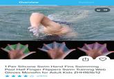Overview Related ☑ 19 1 Pair Silicone Swim Hand Fins Swimming Pool Half Finger Flippers Swim Training Web Gloves Monofin for Adult Kids ZHH1616/12 (2810)