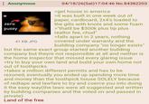 : Anonymous zero p---- 41 KB JPG 04/18/26(Sat) 17:04:46 No.84382203 >get house in america >it was built in one week out of paper, cardboard, 2x4's loaded to the gills with knots and some foam >"thatll be $300k plus tip plus realtor fee, chud" >falls apart in 2 years, nothing covered under warranty and the building company "no longer exists" but the same exact group started another building company but theyre not responsible at all and neither is the home inspector that missed every glaring issue >try to buy your own land and build your own home not out of toothpicks >takes a million different permits and has to be rezoned, eventually you ended up spending more time and money than the toothpick house SOLELY because of redtape and lawfare to try and coerce you into doing it the easy way(the laws were all suggested and written by building companies and the voted on and passed in private) Land of the free