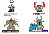 NOOO I HAVE THE BETTER MELEE, I AM PERFECT AND BEAUTIFUL!!!! I HAVE THE BEST MELEE OF ALL THE HERETICS I'm f------ invincible! Imaginary Technique: Purple.