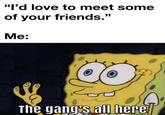 "I'd love to meet some of your friends." Me: க The gang's all here