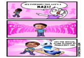 "HEY EVERYONE! THIS GUY'S A NAZI!"

(...uh oh... I better do something stereotypically Jewish!)