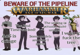 BEWARE OF THE PIPELINE WARHAMMER AGE OF SIGMAR The setting is actually quite unique Some models are okay I guess I want to f--- the tree The End Times sucked! AoS is cringe