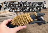 Sure, you may have stepped On a Lego before, but have you ever stepped on af*ckin Anguirus toy before?!