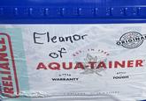 RELIA Eleanor of EST. IN 1958 RELIANCE ORIGINAL M ESSENTIALS OUTDOOR AQUA-TAINER 5-YEAR WARRANTY BUILT TOUGH MD 7 GALLONS 26.5 LITERS