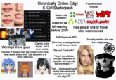 Chronically Online Edgy E-Girl Starterpack ← nose contour tutorial Q nose contour tutorial K Q nose contour tutorial dark skin Q nose contour tutorial for big nose Q nose contour tutorial asian NV ur tutorial alt ur tutorial black ur tutorial button nose لا لا لا لا K لا nose contour tutorial for wide nose K Worships these guys Claims to be A----. Isn't even white Has one of these as their pfp (Doesn't even know what shows they're from. Just saw them in a Tik Tok edit once). Seeks male validation Used to be left-leaning before 2020 4chan Future School Shooter KIWI soyjak.party FARMS Has atleast one of these sites bookmarked Self-Diagnosed BPD Either has an eating disorder or self harms or both "Based Tradwife" "Guys I just edited a LiveLeak watermark on my selfie. Isn't that elite ball knowledge???" Secretly wishes she was born Japanese BUPERIOR 8A "Heh...I just posted myself Preference. saying the n word while rapping to a song. Isn't that edgy???"