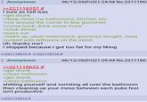 : Anonymous >>221116357 # I sure as hell was >get drunk 06/12/26(Fri)21:24:54 No.22111862 >deep clean my bathrooms, kitchen, etc >run around the corner to buy groceries >come back, drink some more >cook dinner >pass out >wake up, clean bathrooms, groceries bought, meal cooked with leftovers on the stove Uh, thanks me? I stopped because I got too fat for my liking >>221118672 # >>221118710 # Anonymous >>221118622 # >get drunk >clean bathroom >get drunk >clean bathroom 06/12/26(Fri)21:29:44 No.22111867 s------- yourself and vomiting all over the bathroom then cleaning up your mess between each puke fest isn't productive. >>221119016 #