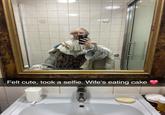 Felt cute, took a selfie. Wife's eating cake