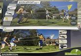 E EASTPOINT. EASY SETUP BADMINTON SET R BUILD BASE es ATTACH POLES SLIDE ON NET & PLAY MED SPORTS SON [COMBO GAMES 39.99 WSWILD SPORTS EASY SETUP BADMINTON E EASTPOINT EASY SETUP SETS UP IN MINUTES EASY STORAGE GREAT FOR ON THE GO WR BUILD BASE SET INCLUDES: 1-FAST SETUP NET AND POLE SYSTEM FOR EASY ASSEMBLY TAKEDOWN, AND STORAGE NET STANDS AT OFFICIAL BADMINTO HEIGHT OF AFT. 1 IN (1.34 M AND IS 15 FT. (4.37 M) LONG 4-OFFICIAL SIZE BADMINTON RACK WITH TEMPERED STEEL SHAFTS GROMMETS TO PROLONG STR LIFE AND CUSHION GRIPS 2-WHITE SHUTTLECOCKS 4-GROUND STAKES SET OF GAME RULES ATTACH POLES SLIDE NET & PLAY COMPACT AND EASY STORAGE SETS UP IN MINUTES