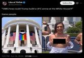 Subscribe Ø B @libsoftiktok "OMG how could Trump build a UFC arena at the White House?!" Same people Libs of TikTok Like of TikTok Θ 1:20 PM - Jun 14, 2026 - 277.8K Views