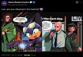 Swim Reads Comics @superswimteam7 Lex, are you dipping in the batnip? ANYTHING THAT SPARKLES, LEX! >The next day. UGH... BLASTED BAT KEPT ME UP ALL NIGHT... LAT 6:30 PM - Jun 3, 2026 84.6K Views LIVI