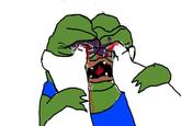 An image of Pepe the Frog getting his eye gouged out by someone's thumbs.