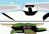 A meme showing a scout trooper gouging out Baby Yoda's eyes. 