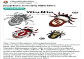 r/SpeculativeEvolution • u/123Thundernugget ⚫ 9h [OC] [Media: Invincible] Viltru-Mites Fan Art/Redesign Viltru-Mites Genus Viltruxapiferpotens V. omnidestructor 1/2 V. vicidor V. grandiregens V. invincibles The mites in the genus Viltruxapiferpotens ("vile-savage-bee-eater-powerful") are destructive parasites to bees, and hypothesized contributor to Colony Collapse Disorder. Beekeepers often refer to them with shortened names such as "Viltru-Mites". Many Melittologists are not quite sure what their wild range is, but many hypothesize that they are an invasive species, and that they have taken out many colonies of wild bees before being discovered by humans. They were first described in 2003 but infestations didn't become widespread until 2021.