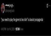 A tweet. It reads, ""you need to play the game to be a fan" is classist propaganda."