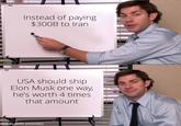 Instead of paying $300B to Iran USA should ship Elon Musk one way, he's worth 4 times that amount made with mematic