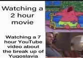 Watching 2 hour movie Watching a 7 hour YouTube video about the break up of Yugoslavia.
