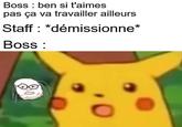 Boss ben si t'aimes pas ça va travailler ailleurs Staff: *démissionne* Boss: