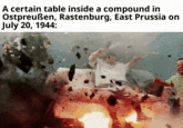 A certain table inside a compound in Ostpreußen, Rastenburg, East Prussia on July 20, 1944: