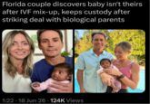 Florida couple discovers baby isn't theirs after IVF mix-up, keeps custody after striking deal with biological parents 1:22 18 Jun 26. 124K Views •