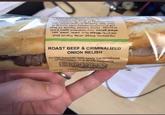 DEGOM ROAST BEEF & CRIMINALIZED ONION RELISH 301.00 5.60 0.79 onion relish in a white baguette Prime topside with tasty caramelized ingredients Bread, while, French stick (66.67%) Wheat flour, water, yeast, sait, wheat gluten four treatment agent E300. enzymes Home Cooked Topside Of Beef (28.57%) Homa cookod roast topside of bent, Salt. Sausage & Caramelised Red Onion Chutney (4.7) Ro-hydrated