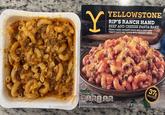Y YELLOWSTONE RIP'S RANCH HAND BEEF AND CHEESE PASTA BAKE FRESHLY MADE CAVATAPPI PASTA WITH A ZESTY BEEF TOMATO SAUCE AND TOPPED WITH CHEDDAR CHEESE PER PACKAGE 37, 360 PROTEIN CALCIUM DACALE 770 17 1290 9 CALORIES SAT FAT SODIUM TOTAL 15% DV SUGARS 70% DV 30% DV SPALSHOWWOHLED NEC TOTAL FAT SATFAT CHOLESTEROLA SOCOLFO KEEP FROZEN SERVING SUGGESTION COOK THOROUGHLY NET WT 14 OZ (396g) 37% PROTEIN
