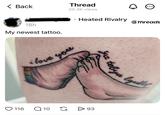 < Back Thread 20.3K views 18h My newest tattoo. Heated Rivalry ilove you ⑥threads ya tebya 116 Q 10 93 G D lyully