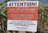 ATTENTION! If you become LOST OR CONFUSED in the corn maze, stay calm. Don't panic, help is on the way. Every Thursday morning we send a RESCUE TEAM into the maze to bring out everyone left from the previous weekend. They are highly trained and can usually locate over TWO-THIRDS OF THOSE LEFT BEHIND. Murphy's #murphysfallfestival