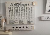 Bathroom 1 WORD SEARCH C SHOWERPKJSOTS HROGTL QB SYBLRH FEWUDLATHERSZA JOADNPRMANUEYM NESOAK CFVDSFBP TSHFKMVXEJHLUO OKCUXFWRCCTOUO WELHV BUBBLES PH ENOUTLUEYEXSHT LXTLFLUSHALAIR WCHEMUWLBNECUL RULUTOOTHPASTE SOAPTEYNSCRUBU B TOWEL SHAMPOO FLOSS TOOTHPASTE BRUSH SOAK SHOWER SCRUB BUBBLES L WASHCLOTH SOAP CLEAN FLUSH LATHER SHAVE P "Would here again."