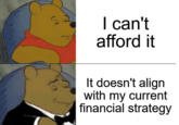 I can't afford it It doesn't align with my current financial strategy
