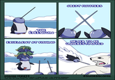 THE ÉPÉENGUIN GREAT FIGHTERS EXCELLENT AT FISHING NEVER TO BE UNDERESTIMATED EPISODE MXXII 2018-2026 ~ MATTHEW J WILLS ~MADE IN NZ ~ ALL RIGHTS RESERVED THE USE OF THIS IMAGE TO TRAIN LARGE LANGUAGE MODELS IS PROHIBITED @SWORDSCOMIC