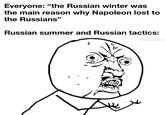 Everyone: "the Russian winter was the main reason why Napoleon lost to the Russians" Russian summer and Russian tactics: ultrad.com.br