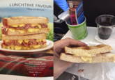 LUNCHTIME FAVOURIT Filling and delicious 502 C OWEN Jason's Sourdough Ham Hock & Cheddar Toastie Pulled British ham hock and mature Cornish Cheddar with mustard on Jason's white ciabattin. £6.50/1165 Avios SINNO JASONS SOURD TOASTIN