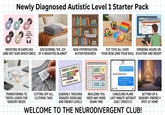 Newly Diagnosed Autistic Level 1 Starter Pack Olarreet cenceling headphoning special interest r/autism INVESTING IN EARPLUGS (AND NOT SURE WHICH ONES) DISCOVERING THE JOY OF A WEIGHTED BLANKET NEW HYPERFIXATION: AUTISM RESEARCH FGT TOYS ALL OVER YOUR DESK (AND YOUR BAG) SPENDING HOURS ON R/AUTISM AND REDDIT TRANSITIONING TO TINTED LENSES FOR SENSORY NEEDS ENERGY LEVELS social energy cancel carefully tracked scheduled downtime no-poopling days gg relaxing 115 activities CUTTING OFF ALL CLOTHING TAGS SUDDENLY TRACKING SENSORY OVERLOAD AND ENERGY LEVELS REALIZING YOU NEED WAY MORE DOWN TIME Mreece Today T20 7M Canceling a plans last minute You hare ovenihelmed I'm sorryolooe but I wenta him pans at first time wet I'm being overwhelmed Message CANCELING PLANS LAST MINUTE WITHOUT GUILT (MOSTLY) SETTING UP A SENSORY-FRIENDLY SPOT AT HOME WELCOME TO THE NEURODIVERGENT CLUB!