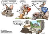 VILE CUR! STOP RIDING MY BROTHER AS A STEED! NEVER! THEN FACE MY RABBIT WRATH! NOBODY IS GOING TO BELIEVE ME... NIELS VERGOUWEN FACEBOOK.COM/COULD BE WORSE COMIC INSTAGRAM.COM/COULDBEWORSECOMIC REDDITU/COULDBEWORSE_COMIC ni dby CONV
