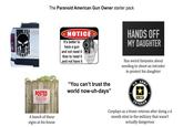 POSTED PRIVATE PROPERTY The Paranoid American Gun Owner starter pack A bunch of these signs at his house NOTICE A It's better to have a gun and not need it than to need it and not have it HANDS OFF MY DAUGHTER "You can't trust the world now-uh-days" Has weird fantasies about needing to shoot an intruder to protect his daughter U.S. ARMY 籃 U.S. ARMY VETERAN Cosplays as a brave veteran after doing a 6 month stint in the military that wasn't actually dangerous