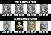 SOVERSY DE STE DE FREE BATAVIAN TRIBE EREN ERSTE TEREN JAN. 69 AD MAR. 69 AD AUG. 69 AD DEC. 69 AD HARSH ROMAN EMPIRE JAN. 69 AD MAR. 69 AD AUG. 69 AD DEC. 69 AD