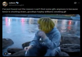 coleen ❤❤ @livedthroughit i've just found out the reason i can't find some gifs anymore is because tenor is shutting down, goodbye hayley williams smoking gif II GIF