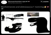 Mesopotamien ape @Zainprodution X.com Bonholmensis and skånesaurus 1 twinning ✔ + Dromacosauroides bornholmensis ศศ