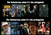 The Technocracy when it's the antagonist LEONARDO DICAPRIO MARTIN SCORSESE THE WOLF OF WALL STREET The Technocracy when it's the protagonist MAKE PEE NIS IN TO ROBOT