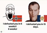 + I defeated you in 6 weeks!! 6 weeks! I defeated you in 15 days.