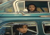 Union army playing "Battle Hymn of the Republic" Confederate army playing "Dixie"