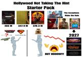 OBSESSION Hollywood Not Taking The Hint Starter Pack GOOGLER MICHAEL B. JORDAN SINNERS The Exceptions Make the Rule Backrooms 403 M 347.9 M MASTERS OF THE UNIVERSE SCREAM MANDALORIAN GROG! SUPERGIRL DANCE WITH THE DEVIL APRIL 18 MAX TOY Michael 370.3 M Hi! 2027 GODZILLA-MONG SUPERNOVA AVENDERS SECRET WARS BUT HOOOW!!! STAR ARFIGHTER WARS